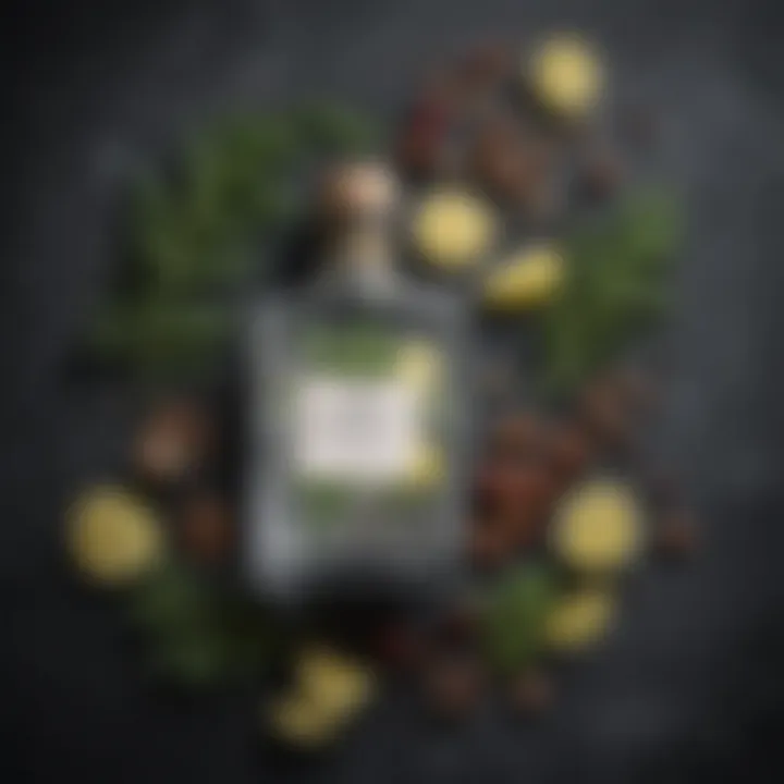 An artistic representation of botanicals used in gin production