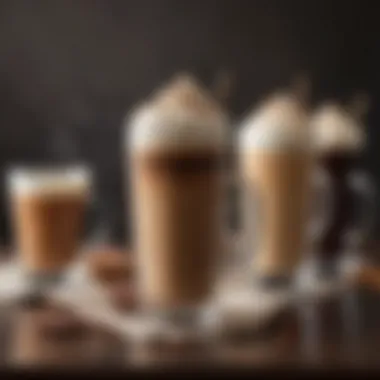 An assortment of beverages that can be enhanced with milk frothing, including lattes and hot chocolate.