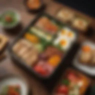 Aesthetic Presentation of Bento Meals A beautifully plated bento box showcasing colorful and nutritious meal options.