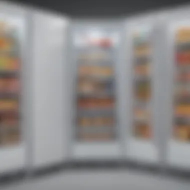 A comparison chart of various upright freezer models and their specifications