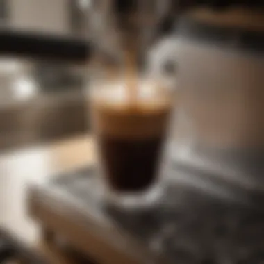 Close-up of freshly brewed espresso from a mobile machine