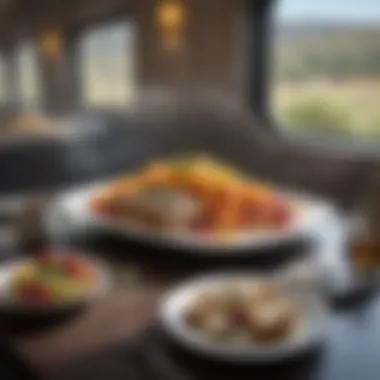 Exquisite Culinary Creations on the Move A gourmet dish served onboard the train
