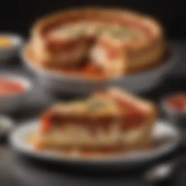 Unveiling the Layers of Chicago Deep Dish Pizza A slice of Chicago deep dish pizza showcasing its layers of cheese and toppings