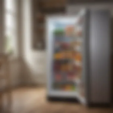 Compact fridge in a studio apartment setup