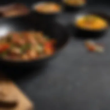 An assortment of premium woks made from various materials like cast iron and stainless steel.