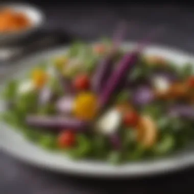 Salad Symphony with Purple Carrots A colorful salad featuring purple carrots and fresh vegetables