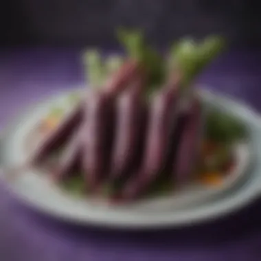 A selection of culinary dishes showcasing purple carrots