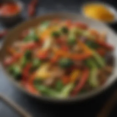 Colorful Stir-Fried Vegetables Vibrant stir-fried vegetables with a glossy finish, highlighting the freshness of ingredients.