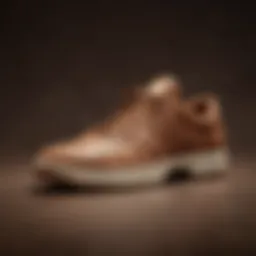 Close-up of the unique texture and design of brown K Swiss shoes