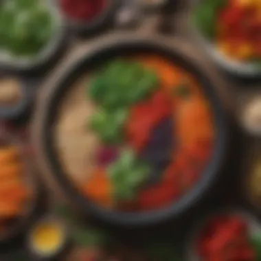 Vibrant Mediterranean Ingredients A vibrant spread of Mediterranean ingredients showcasing colorful vegetables and grains