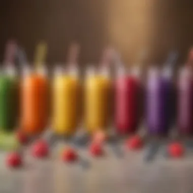 Colorful Smoothies for a Tasty Liquid Diet A vibrant display of colorful smoothies in glass jars