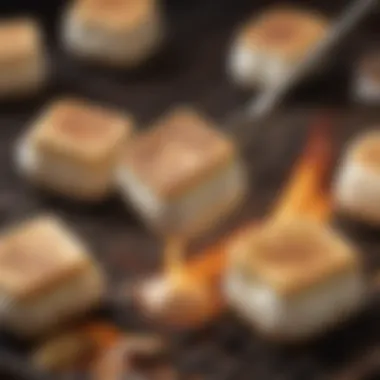 Perfectly Toasted Marshmallows Using the Fork Close-up of toasted marshmallows on a telescopic fork