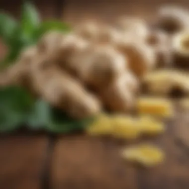 A close-up of ginger supplements and herbal remedies, emphasizing its medicinal benefits.