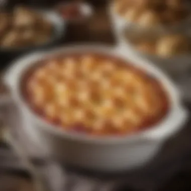 Close-up of a beautifully baked dish in a small casserole