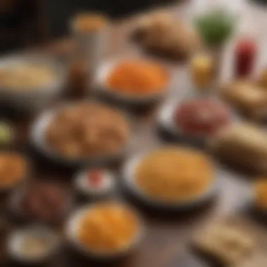 A table set with foreign snacks alongside culinary education materials