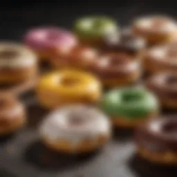 An assortment of artisanal doughnuts with various toppings