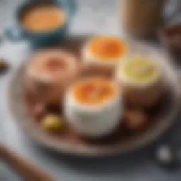 Colorful assortment of hot cocoa bombs on a decorative plate