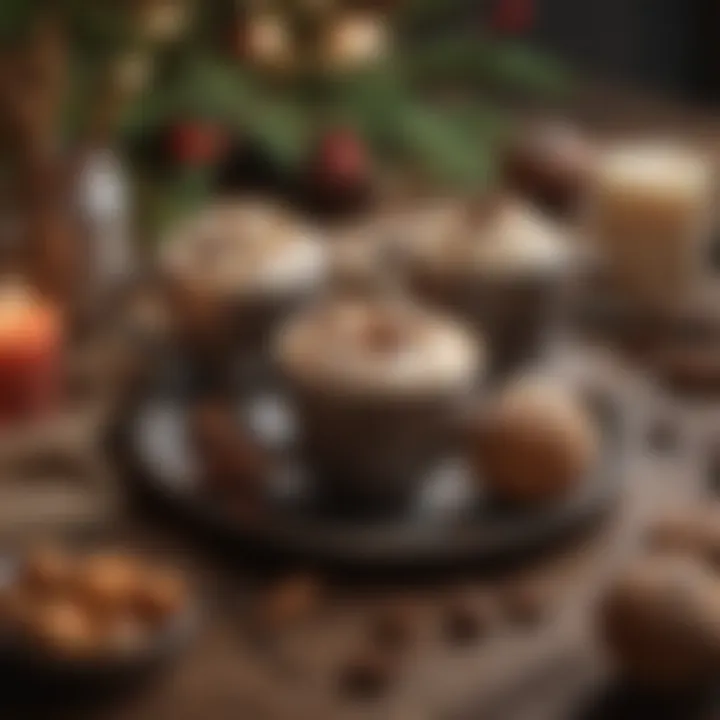 A cozy setting with hot cocoa bombs and festive decorations