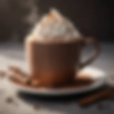 A steaming cup of hot cocoa with a cocoa bomb dissolving