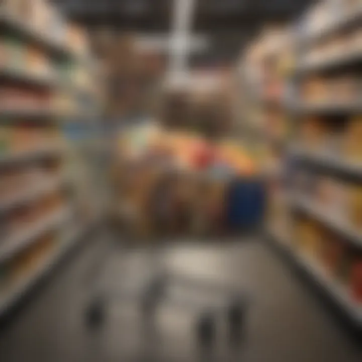 A shopper's cart filled with Aldi products