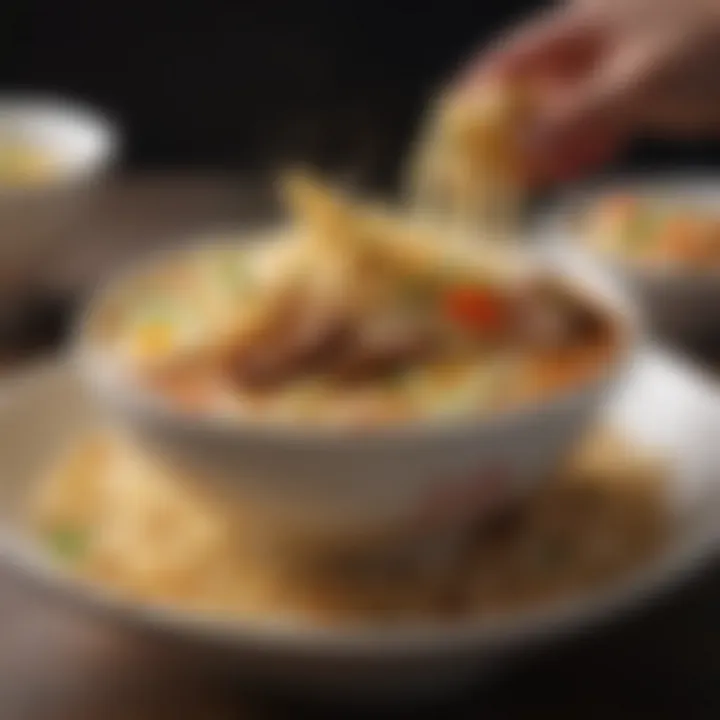 A vibrant TikTok video screenshot showcasing ramen being enjoyed