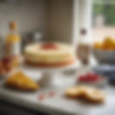 An array of ingredients for making Tres Leche cake displayed on a kitchen countertop