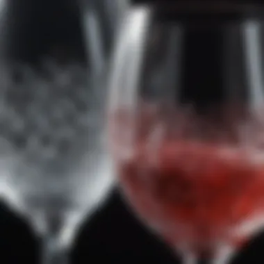 Close-up of an elegant crystal wine glass reflecting light in intricate patterns