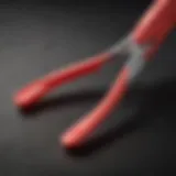 Close-up of small silicone tongs showcasing their flexible design and material benefits
