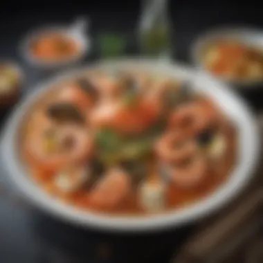 Artistic Presentation of Seafood Dish Creative seafood dish presented artistically
