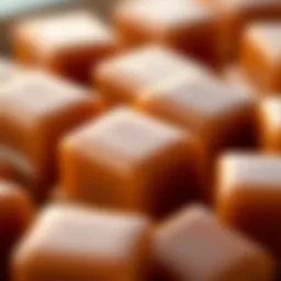 Close-up of Kraft Caramels showcasing their glossy texture