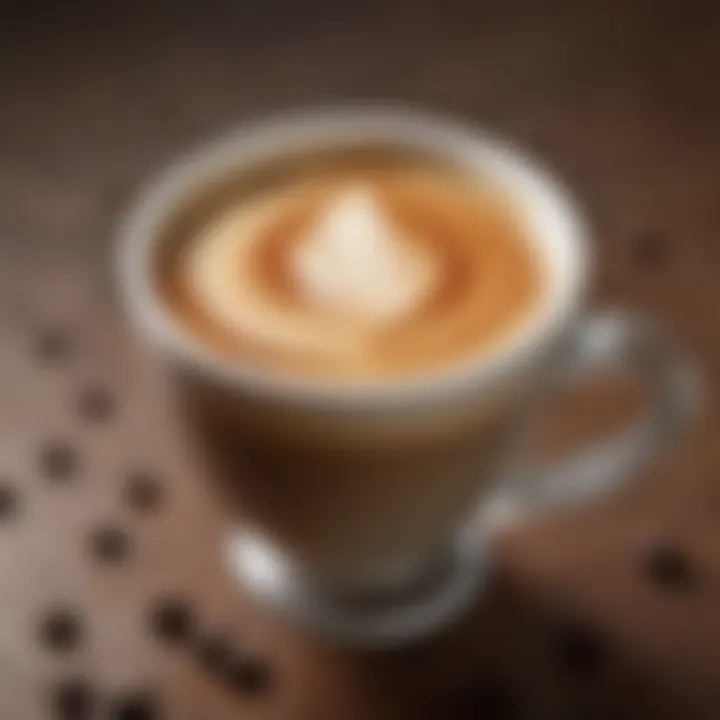 A close-up of freshly brewed water decaffeinated coffee showcasing its rich color and crema.