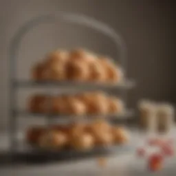 Elegant arrangement of baked goods on stackable cooling racks