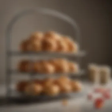 Elegant arrangement of baked goods on stackable cooling racks