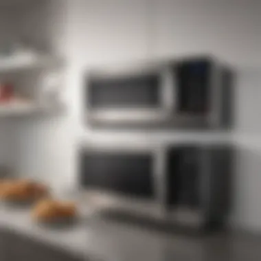 Brand Comparison of Over-the-Range Microwaves Various brands of microwaves displayed in a retail setting
