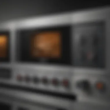 Microwave Control Panel with Features Highlighted Close-up of microwave control panel showcasing features