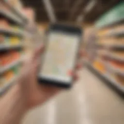 A modern smartphone displaying a map with a highlighted route to Aldi