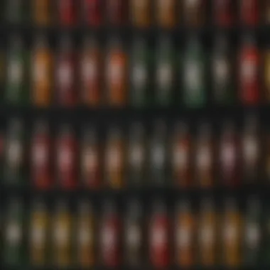 Diverse Flavors of Schnapps A selection of colorful flavored schnapps bottles