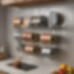 Stylish foil holder rack mounted on a kitchen wall, showcasing organized foil rolls
