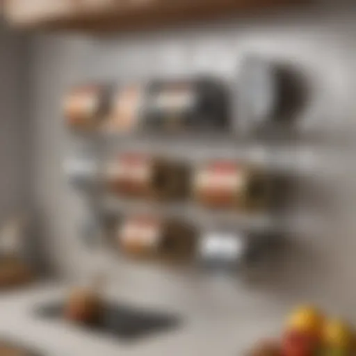 Stylish foil holder rack mounted on a kitchen wall, showcasing organized foil rolls