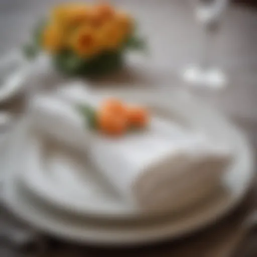 Elegant table setting with folded napkins and napkin rings