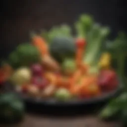 A vibrant array of seasonal vegetables showcased in an artistic arrangement