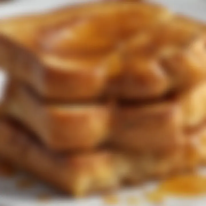 A close-up of the golden-brown texture of Southern French toast