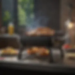 A sleek and modern grill showcasing its compact design.