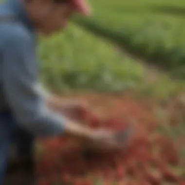 Effective Pest Management in Strawberry Farming Farmers implementing pest management strategies in the field