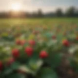 Vibrant strawberry plants thriving in a Wisconsin field