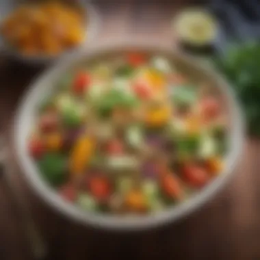 Quinoa Salad with Fresh Vegetables A vibrant bowl of quinoa salad with mixed vegetables and herbs.