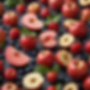 Fresh Fruits for Heart Health An elegant presentation of fresh fruits, including berries and apples, showcasing their role in cholesterol management.