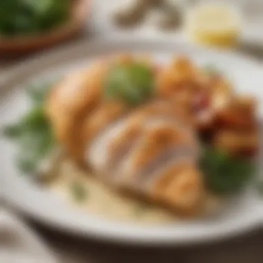 Garnished Hidden Valley Buttermilk Ranch Chicken A tantalizing plate of Hidden Valley Buttermilk Ranch Chicken garnished with fresh herbs