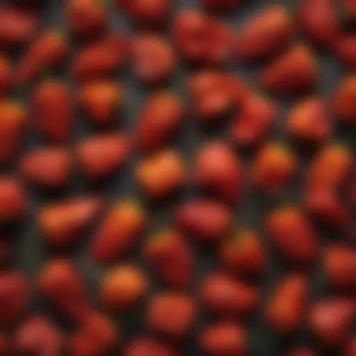 Vibrant display of ghost peppers showcasing their unique shape and color