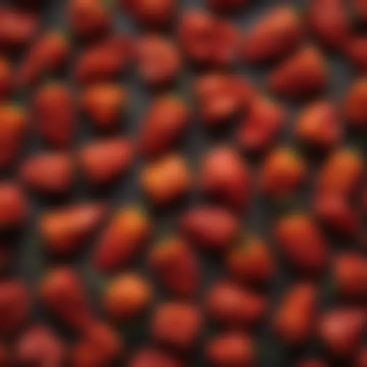 Vibrant display of ghost peppers showcasing their unique shape and color